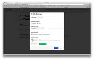 Article Settings with deploy key button