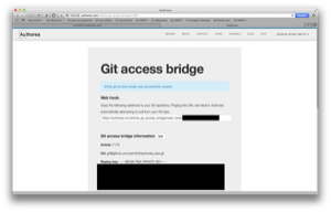 Authorea Git access bridge with webhook